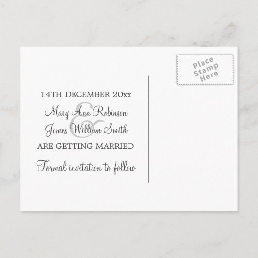 Carte Postale Faire-part Magnifique Save The Date Chaîne Brillante Noire (Dos)