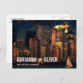 Carte Postale Faire-part Magnifique Skyline New York Économisez La Date 2 (Devant / Derrière)