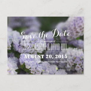 Carte Postale Faire-part Magnifiques fleurs violettes de mariage Enregistre