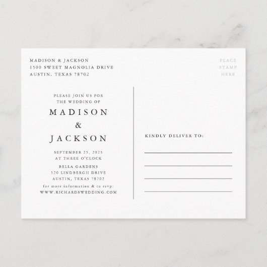 Carte Postale Faire-part Magnolia Changer La Date Mariage Report (Dos)