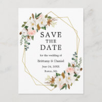 Magnolias Roses Or Save The Date Aquarelle