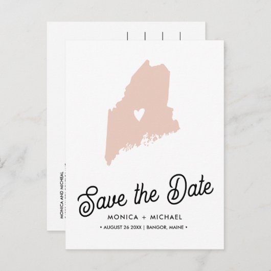 Carte Postale Faire-part MAINE State Destination Mariage N'IMPORTE QUELLE C (Devant / Derrière)