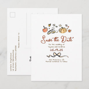 Carte Postale Faire-part Mains Frissantes Whimsical Dessin Automne Enregist