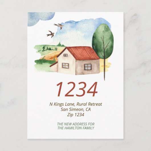 Carte Postale Faire-part Maison de campagne Nous avons déménagé (Devant)