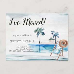 Carte Postale Faire-part Maison de chaise de plage Palmiers Nouvelle annon