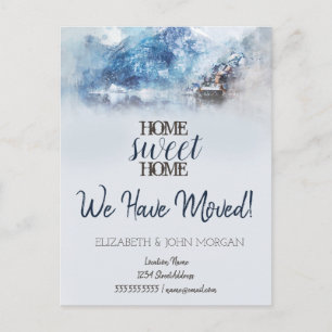 Carte Postale Faire-part Maison de lac de montagne d'hiver Accueil doux