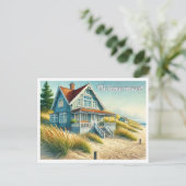 Carte Postale Faire-part Maison de plage Nous Avons Déménagé (Debout devant)