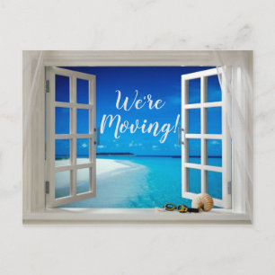 Carte Postale Faire-part Maison de plage océan coquillage changement d'adre