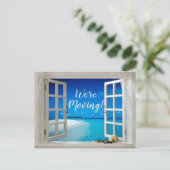 Carte Postale Faire-part Maison de plage Océan Coquillage Changement d'adre (Debout devant)