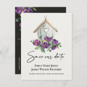 CARTE POSTALE FAIRE-PART MAISON D'OISEAU BLANC BOHO RUSTIQUE FLEUR SAVE THE (Devant / Derrière)