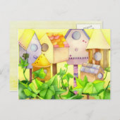 Carte Postale Faire-part Maison d'oiseau mignonne nouvelle maison (Devant / Derrière)