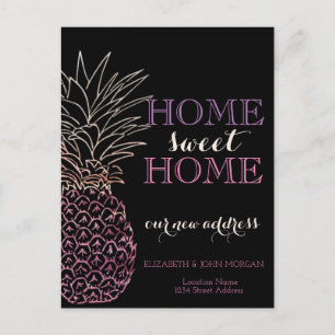 Carte Postale Faire-part Maison Douce Maison, Ananas, Nouvelle Adresse Noir