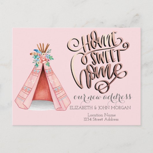 Carte Postale Faire-part Maison Douce Maison, Annonce Tribale Bohème de Ten (Devant)