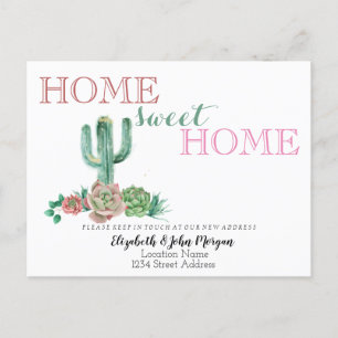Carte Postale Faire-part Maison Douce Maison,Cactus Succulente Nouvelle Ad