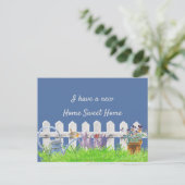 Carte Postale Faire-part Maison Douce Maison Clôture Blanche J'ai Déménagé (Debout devant)