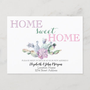 Carte Postale Faire-part Maison Douce Maison, Fleur Succulente de Cactus