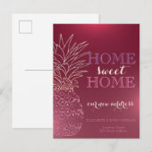 Carte Postale Faire-part Maison Douce Maison, Nouvelle Adresse Ananas (Devant / Derrière)