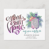 Carte Postale Faire-part Maison Douce Maison, Valise Feuilles de Palmier No (Devant)