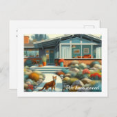 Carte Postale Faire-part Maison Moderne du Milieu du Siècle avec Chat  (Devant / Derrière)