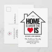 Carte Postale Faire-part Maison Moderne Maison Cœur Changement Nouvelle Adr (Devant / Derrière)