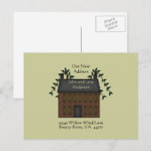 Carte Postale Faire-part Maison Saltbox Marron Nouvelle Adresse (Devant / Derrière)