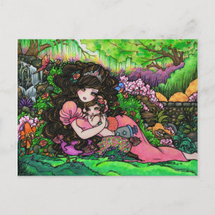 Carte Postale Faire-part Maman et nouvelle princesse Fantasy Art Postcard