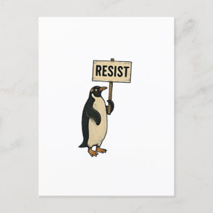 Carte Postale Faire-part Manchot Drôle Résiste Manifestation Contre les Tar