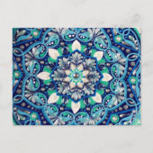 Carte Postale Faire-part Mandala d'art des points bleus (Devant)
