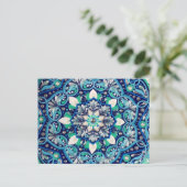 Carte Postale Faire-part Mandala d'art des points bleus (Debout devant)