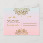 Carte Postale Faire-part Mandala doré rose pêche élégant chic save the date (Dos)