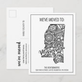 Carte Postale Faire-part Mandala Floral Mississippi State en mouvement (Devant / Derrière)