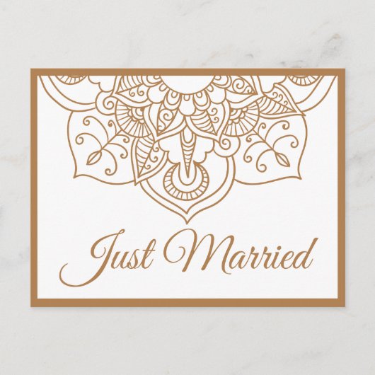 Carte Postale Faire-part Mandala Mariée Boho Mariage Indien Brun (Devant)
