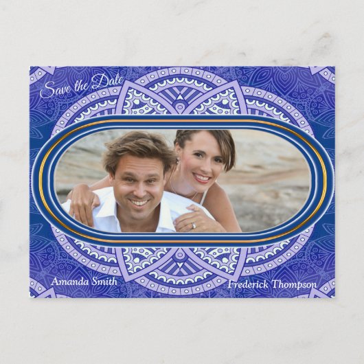 Carte Postale Faire-part Mandalas en bleu néerlandais mixte (Devant)