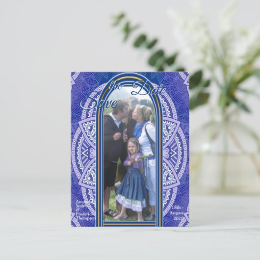 Carte Postale Faire-part Mandalas en bleu néerlandais mixte (Debout devant)