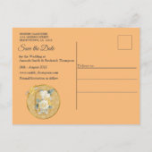 Carte Postale Faire-part Mandalas en or, cadre photo de roses blanches (Dos)