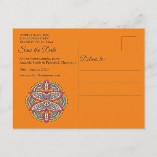 Carte Postale Faire-part Mandalas sur un arrière - plan Maroon (Dos)