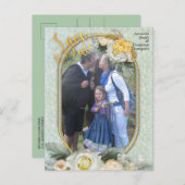 Carte Postale Faire-part Mandalas vert clair, jaune et blanc (Devant / Derrière)