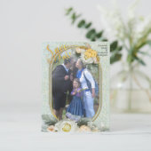 Carte Postale Faire-part Mandalas vert clair, jaune et blanc (Debout devant)