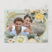 Carte Postale Faire-part Mandalas vert clair, jaune et blanc (Devant)