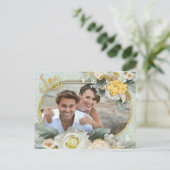 Carte Postale Faire-part Mandalas vert clair, jaune et blanc (Debout devant)