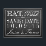 Carte Postale Faire-part Manger, boire et être marié Chalkboard Mariage<br><div class="desc">Mangez,  Buvez Et Soyez Marié Chalkboard Wedding Enregistrer La Date Cartes Postales.</div>