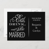 Carte Postale Faire-part Manger, boire, être marié (Devant / Derrière)