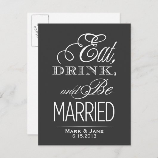 Carte Postale Faire-part Mangez et soyez mariés (Devant / Derrière)