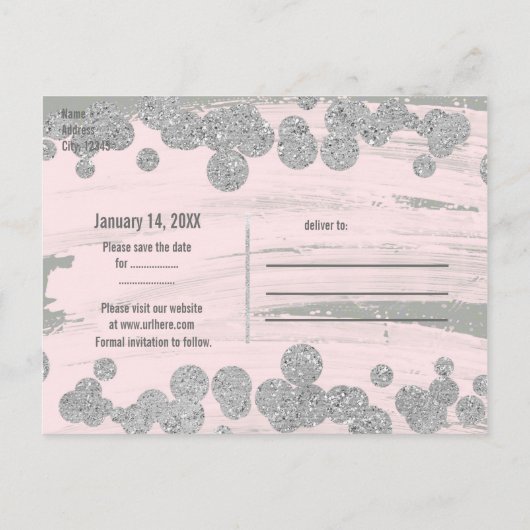 Carte Postale Faire-part Manifestation de maquillage avec points étincelant (Dos)