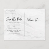 Carte Postale Faire-part Marbre blanc Moderne Rose Gold Script Enregistrer  (Dos)