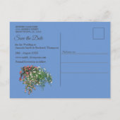 Carte Postale Faire-part Marbre bleu et Flamants roses roses (Dos)