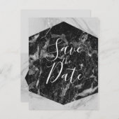 Carte Postale Faire-part Marbre Noir Blanc & Argent Moderne Enregistrer la  (Devant / Derrière)