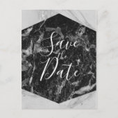 Carte Postale Faire-part Marbre Noir Blanc & Argent Moderne Enregistrer la  (Devant)