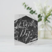 Carte Postale Faire-part Marbre Noir Blanc & Argent Moderne Enregistrer la  (Debout devant)