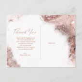 Carte Postale Faire-part Marbre Paillettes Merci Rose Gold ID644 (Dos)